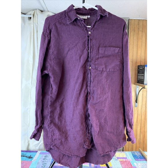 Timbuktu Station Other - Vintage Timbuktu Station 1 100% Linen Men’s Purple Button Up Shirt